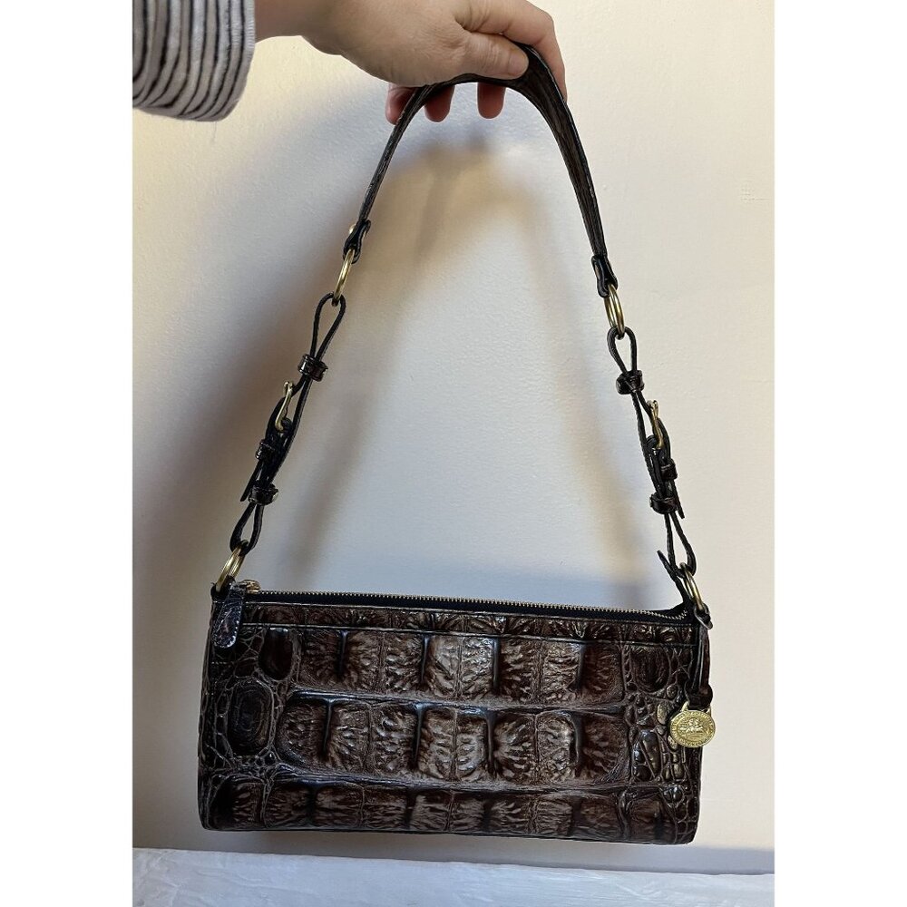 Brahmin Y2K Brown Croc Embossed Leather Shoulder Bag 25th Anniversary Edition